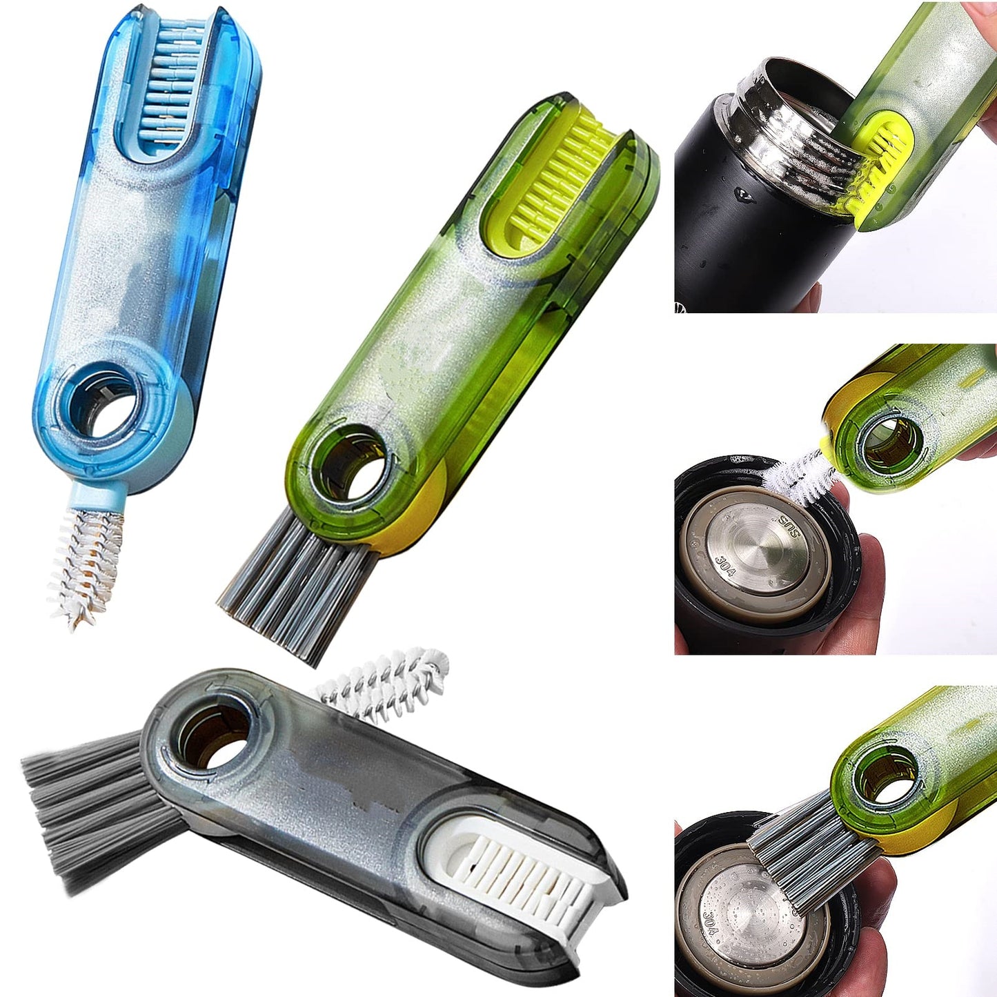 🔥3 in 1 Multipurpose Bottle Gap Cleaner Brush,🛒💨3 Pack Cup Cover Cleaning Brush,Cup Crevice Cleaning Tools,Water Bottle Cleaner Brush