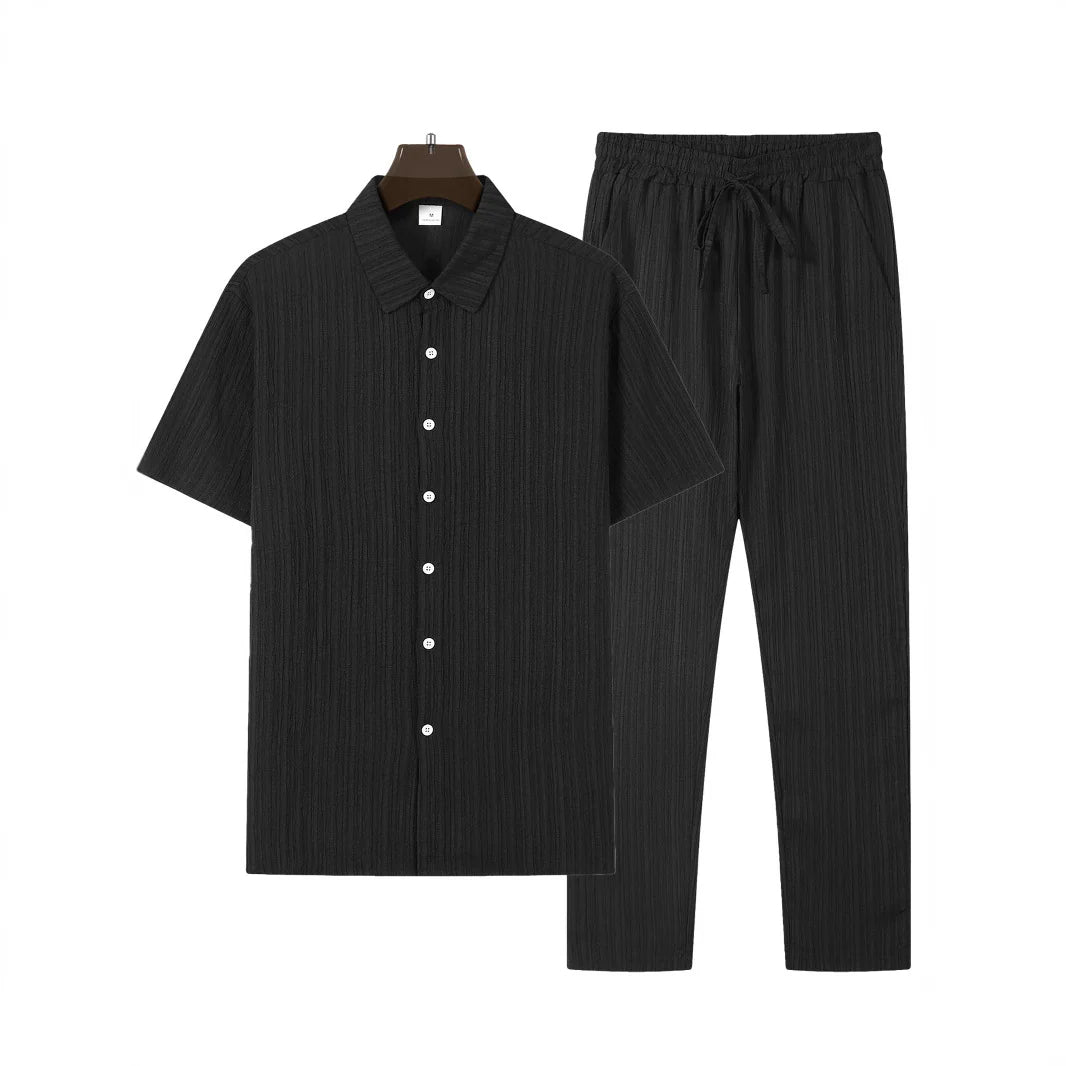 Summer Men's Shirt Casual Loose Short Sleeve T-Shirt Set