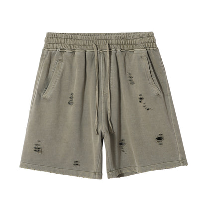 2025 new Europe and the United States high street wind heavy washing do old loose shorts men tide cut retro shorts